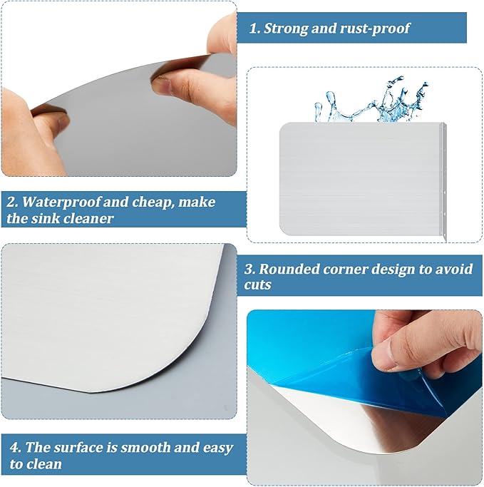 Therwen 2 Pcs Stainless Steel Side Splash Guard for Kitchen Sink 15 x 12 Inch Wall Mount Guard with Screws Commercial Restaurant Bar Hand Wash Sink and Compartment Prep Splash Protector Supply