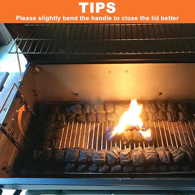 LS'BABQ 27 Inch Charcoal Ash Pan Replacement for Chargriller 1224, 1324, 2121, 2222, 2727, 2828, 2929, Charbroil 17302056 Charcoal Grills, Charcoal Tray Grates with 2pcs Fire Grate Hangers