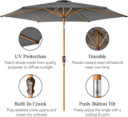 Best Choice Products 10ft Market Umbrella, Outdoor Sun Shade - Image 6
