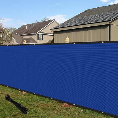 ECOOPTS 4'x290' Privacy Fence Screen Windscreen with Copper Grommets, Fit for Commercial Fence and Residential Garden Outdoor 90% UV Blockage, Cable Zip Ties Included (Blue)