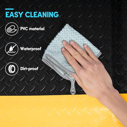 2 x 6 FT Anti Fatigue Mats Industrial 15/16 Inch Thick Soft Sponge Ergonomic Mat Durable Heavy Duty Diamond Plate for Standing Non Slip Industrial Grade Floor Mat for Leg & Back Pain