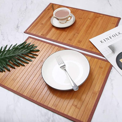 Placemats Set of 4 for Dining Table, Bamboo Place Mats for Kitchen Table Decor, Table Mats Heat Resistant & Non-Slip for Indoor/Outdoor Party, Table Placemats Set of 4 for Dinner Table Yellow