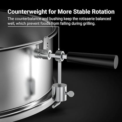 Onlyfire Stainless Steel Rotisserie Ring Kit Barbecue Accessories for Weber 22" Kettle Grill and Other Similar Size Grills