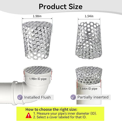 PVC Termination Cap Stainless Steel Mesh Screen Vent Cover, for 1.64" to 1.98" Inner Diameter Furnace and Roof Vent Pipe, Conical Exhaust Pipe Cover End Porous Is More Conducive To Drainage