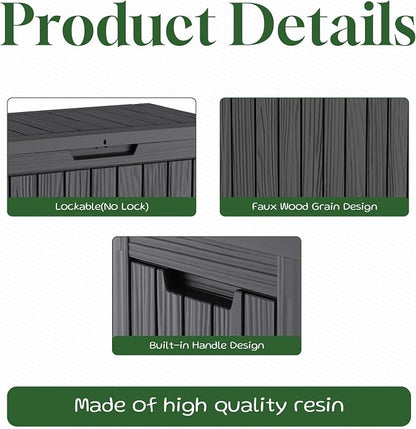 PatioZen 50 Gallon Outdoor Storage Box, Heavy Duty Resin Deck Box Organization - Image 5