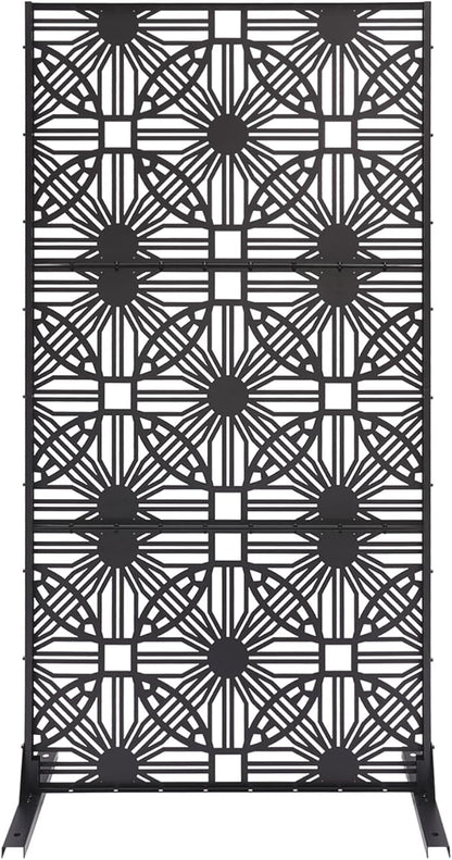 Outdoor Privacy Screen Freestanding, 36" W x 71.5" H Outdoor Decorative Screen Backyard Privacy Fence for Patio Garden Balcony Porch, Black Lattice Panels