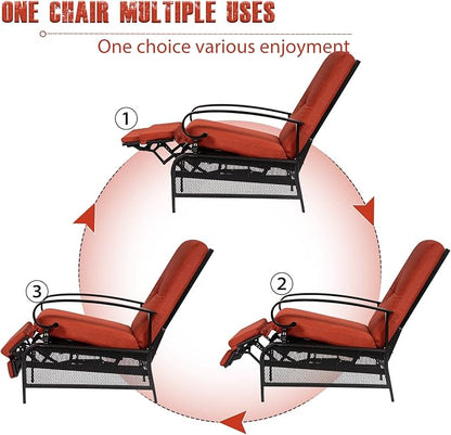 SUNCROWN Outdoor Recliner Chair Patio Adjustable Recliner Chair and Side Bistro - Image 5