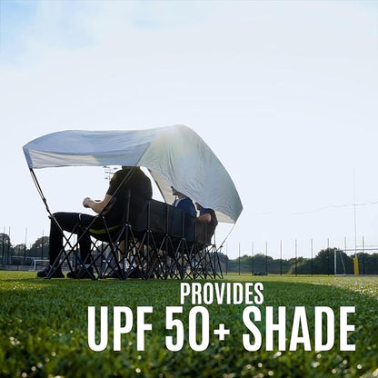 QUICKPLAY PRO Portable Folding Soccer Team Bench with Canopy Shelter | Heavy-Duty, Fast Set-Up Weatherproof Sideline Seating | 4, 6, and 9 Seat Options for Sports, Camping & Outdoor Activities