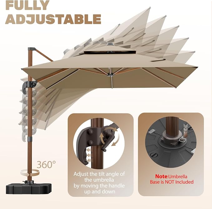 10x13FT Cantilever Outdoor Patio Umbrellas - Image 7