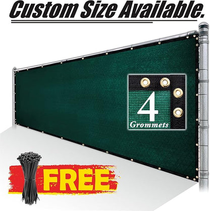 Royal Shade Custom Size 4' x 97' Green Fence Privacy Screen Windscreen Cover Netting Mesh Fabric Cloth - Cable Zip Ties Included (We Make Custom Size)