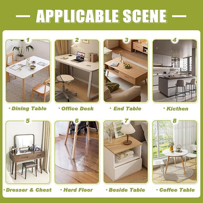 Frosted Clear Table Protector 24 x 48 Inch, 2mm Thick Plastic Table Cover, Waterproof PVC Clear Table Cover Protector, Desk Protector Mat, Writing Desk Pad for Desktop, Coffee & Dining Room Table