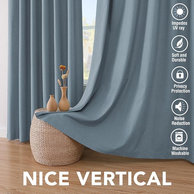 H.VERSAILTEX Linen Blackout Curtains 45 Inches Long 100% Blackout Thermal - Image 7