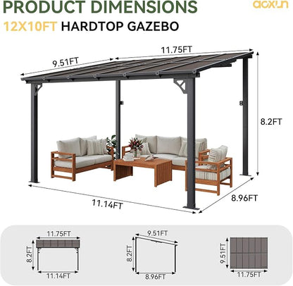 Aoxun 10' x 12' Gazebo for Patio, Gazebo Pergola - Image 2
