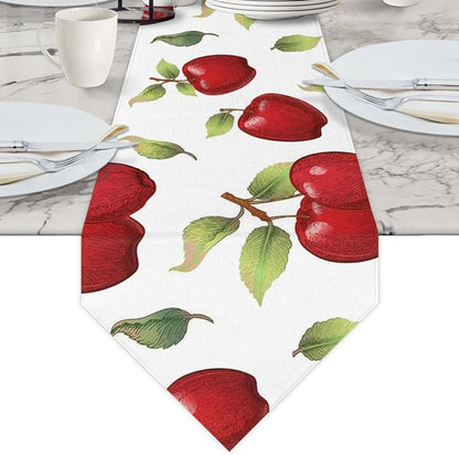 Apples Leaves Table Runners 48 Inches Long Table Runner Washable Kitchen Dining Tabletop Decor for Indoor Outdoor Party Wedding Dining Room Coffee Table Decoration 13x48 Inch