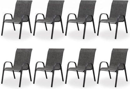 Patio Dining Chairs Set of 8, Stackable Dining Chairs High Back, Breathable by VonzoyHome