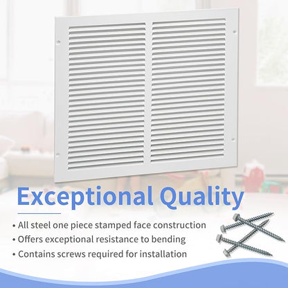 14"W x 14"H [Duct Opening Size] Steel Return Air Grille, Air Return Vent Cover for Ceiling and Sidewall - HVAC Air Vent Covers - [Outer Dimensions: 15.75"W x 15.75"H]