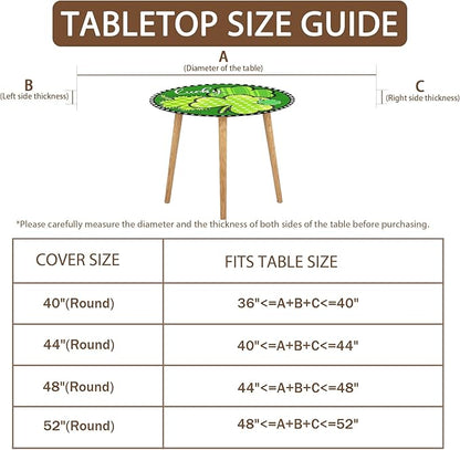 St Patricks Day Round Fitted Tablecloth with Elastic Green Shamrock Lucky Circle Table Cover for 48-52" Tables Spring Clover Wipeable Waterproof Washable Table Cloth for Party Picnic Dining Decor