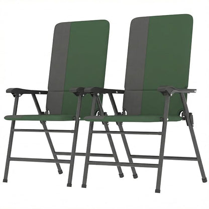 Outsunny Folding Patio Chairs Set of 2 Padded High Back Armrests Dark Green | by Outsunny