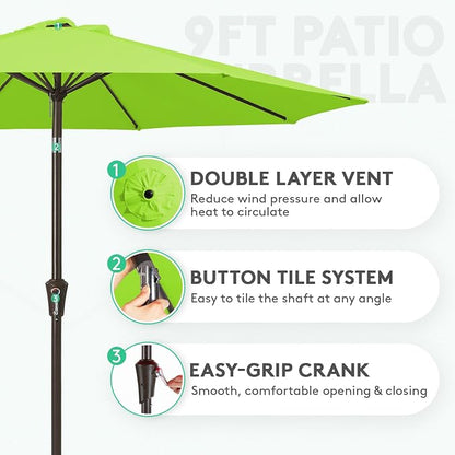 JEAREY 9FT Outdoor Patio Umbrella, Market Umbrella, Apple Green | Outdoor Table - Image 2