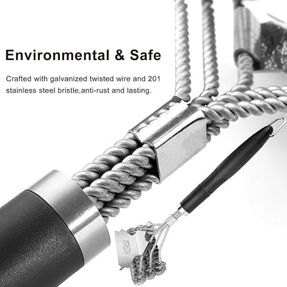 Grill Brush and Scraper Bristle Free – Safe BBQ Brush for Grill – 18'' Stainless Grill Grate Cleaner - Safe Grill Accessories for Porcelain/Weber Gas/Charcoal Grill – Gifts for Grill Wizard