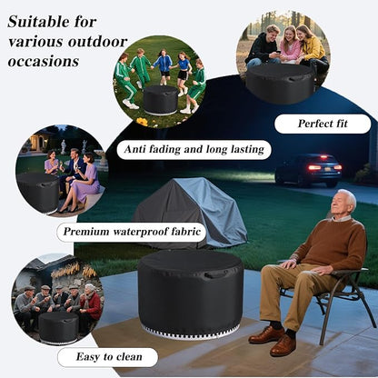 Chinchilla Round Fire Pit Cover for Solo Stove Bonfire 22 inch - Waterproof 600D Oxford Fabric Cover, Tear Resistant & All-Weather Protection for Smokeless, Gas, Table, or Bowl Fire Pits