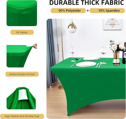 2-Pack 4ft Spandex Table Covers for Rectangular Folding Tables - Wrinkle Resistant Stretch Tight Table Cloths - Ultimate Fitted Table Protector for Parties, Banquet, and Wedding