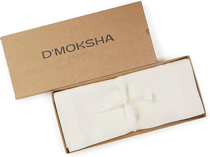 D'Moksha Homes Linen Ivory Table Runner 72 Inches Long - 100% Pure Linen 14 x 72 Inch Table Runner for Dining, Valentines, Holiday - Machine Washable