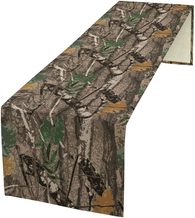 Camo Branches Table Runner, Camo Tree Hunting Oak Table Runner for Dining Home Party Cafe Holiday 13x108in