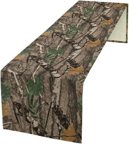 Camo Branches Table Runner, Camo Tree Hunting Oak Table Runner for Dining Home Party Cafe Holiday 13x108in