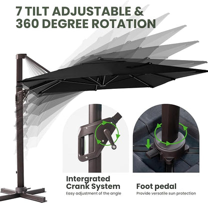 9' X 12' Cantilever Patio Umbrella Rectangular Outdoor Umbrellas | Heavy Duty - Image 4