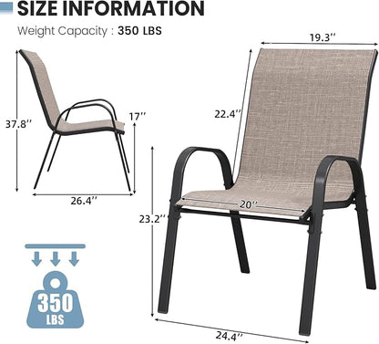 Patio Chairs Set of 6, Stackable Dining Chairs High Back, Breathable Fabric and - Image 3