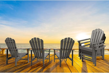 Oversized Stackable Adirondack Chair Set of 2, HDPE Fire Pit Chair | All-Weather - Image 7