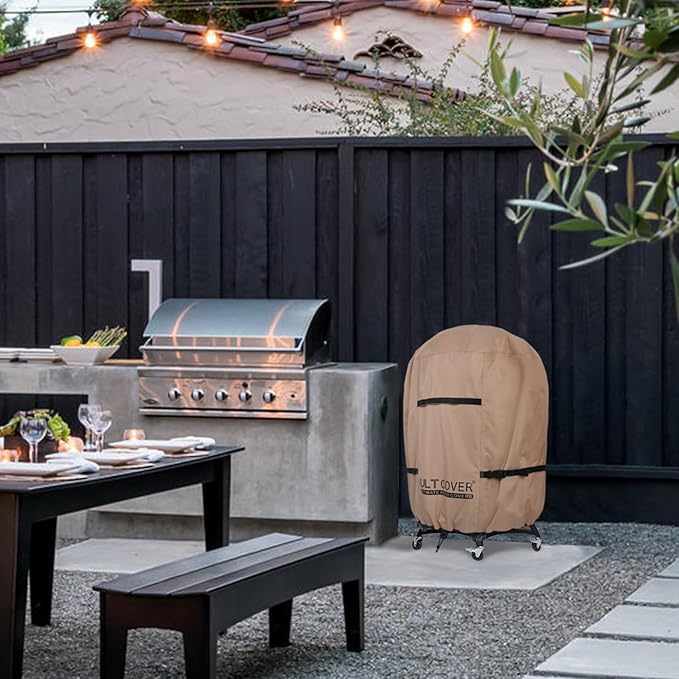 ULTCOVER Outdoor Waterproof Charcoal Kamado Joe Grill Cover for 18 inch Char-Griller Char-Broil and Other Round Smokers Size Up to 30” Dia x 45” H