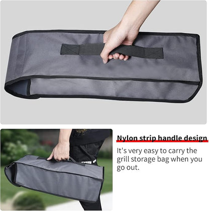 Grill Utensil Accessory Storage Bag Grey Waterproof BBQ Tool Storage Bags Grill Tools Foldable Barbecue Appliance Bracket Bag for Camping Hiking Barbecue