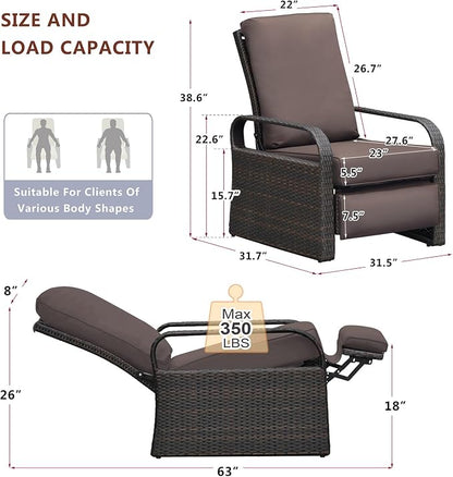 Outdoor Recliner, Outdoor Wicker Recliner Chair - Image 2