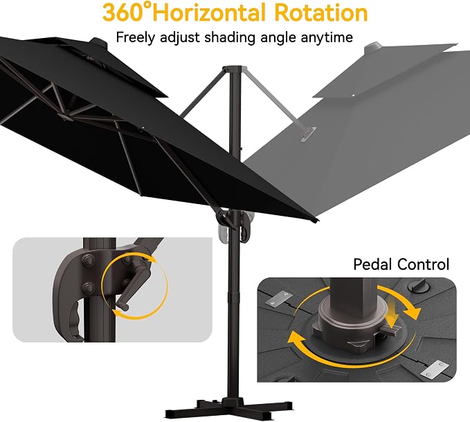 10x13 FT Patio Cantilever Umbrella, Rectangular Heavy Duty Offset Umbrella - Image 5