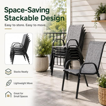 Majnesvon Outdoor Patio Chairs Set of 8, Stackable Patio Chairs, Front Porch - Image 5