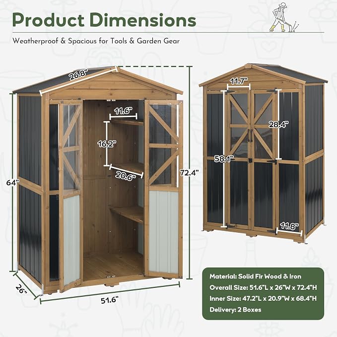 Extra Large Outdoor Storage Cabinet Weatherproof, Garden Shed - Image 6