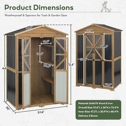 Extra Large Outdoor Storage Cabinet Weatherproof, Garden Shed - Image 6