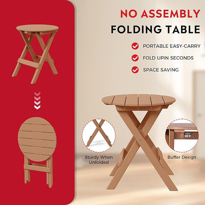Costaelm Paradise 3-Piece Outdoor HDPE Folding Patio Bistro Table and Chairs, Teak