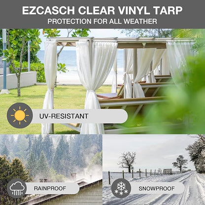 20 Oz Outdoor Vinyl Curtain, Outdoor Clear Panel Curtain, Weather Resistant Outdoor Curtain for Pergola, Porch, Gazebos, with Rustproof Grommets (8'H x 8'W, Dark Gray)