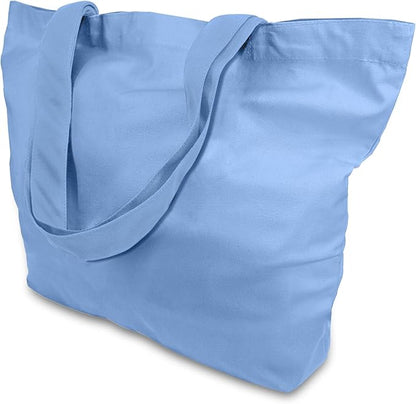 TOPDesign 3-Pack Super Strong Large 12oz Cotton Canvas Tote Bags, Reusable Grocery Shopping Cloth Bags, Fashionable Two-Tone Totes for Crafts, DIY Your Creative Designs