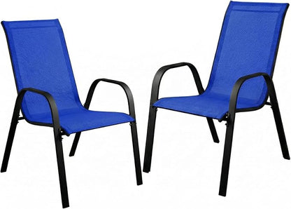 Stackable Patio Chairs Set of 1/2/4, Heavy Duty Metal Frame & Teslin Fabric by Unknown
