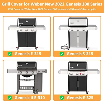 63 Inch Grill Cover for Weber Genesis 300 Series, for New 2022 Genesis 300 Gas Series 3 Burner Grill, Waterproof BBQ Gas Grills Cover, 7757 Grill Cover for Weber 3 Burner Grills