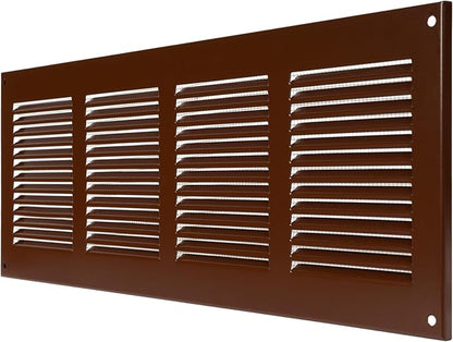 Repa Market Air Vent Cover 16x6 Inch (Outer Dimensions) Brown Galvanized Steel Louvered Grill Cover with Mesh Screen/Wall or Ceiling Vent/HVAC Register for Indoor and Outdoor Ventilation