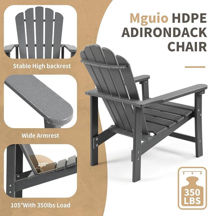 Oversized Stackable Adirondack Chair Set of 6, HDPE Fire Pit Chair | All-Weather - Image 5