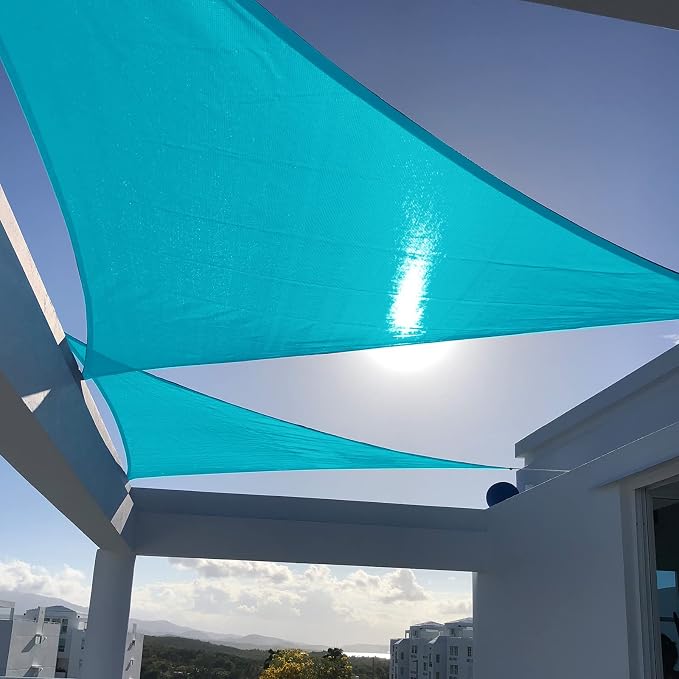 SUNNY GUARD Custom Size 12'x24'x26.8' Turquoise Blue Sun Shade Sail Right by SUNNYGUARD