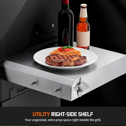 Propane Gas Grill, 5+1 Stainless Steel Barbecue Grill with Infrared Side Burner for Outdoor Cooking