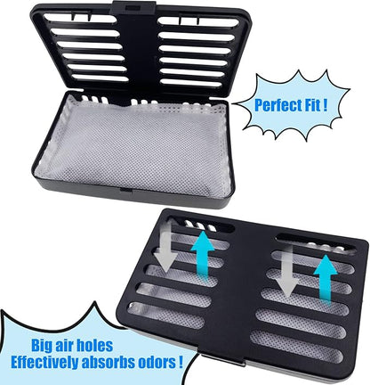 Trash Can Deodorizer Kit Stick-On Activated Carbon Odor Eliminator for Large Trash Cans, Indoor Kitchen Compost bins, Big Step or Touchless Sensor Garbage Cans (2 Black Kits)