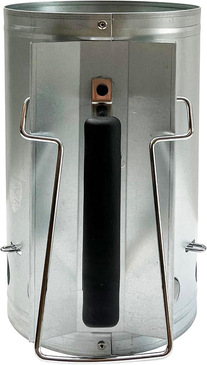 7.5X12inch XL Charcoal Chimney Starter with Electroplated Handle, Durable Fire Starter with Large Capacity Rapidfire Chimney Starter, Tilted Handle Design for Safe